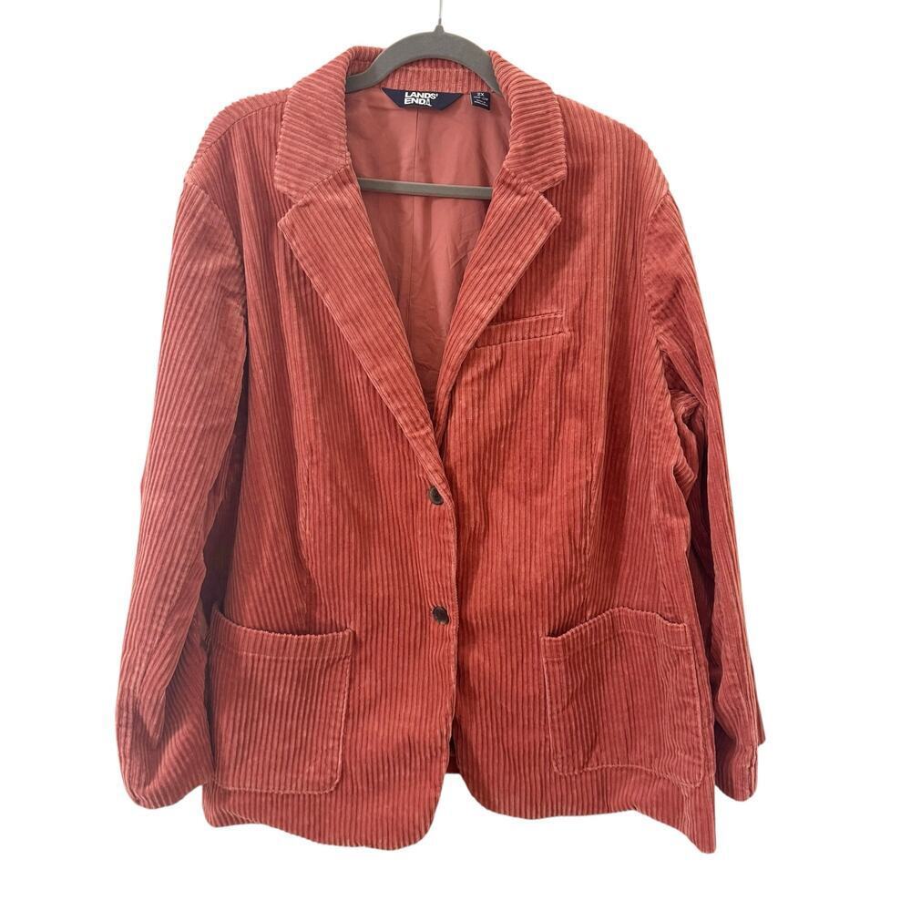 Lands' End Wide Wale Corduroy Blazer in "Dusty Brick" Pink Plus Size 2X - Picture 6 of 12